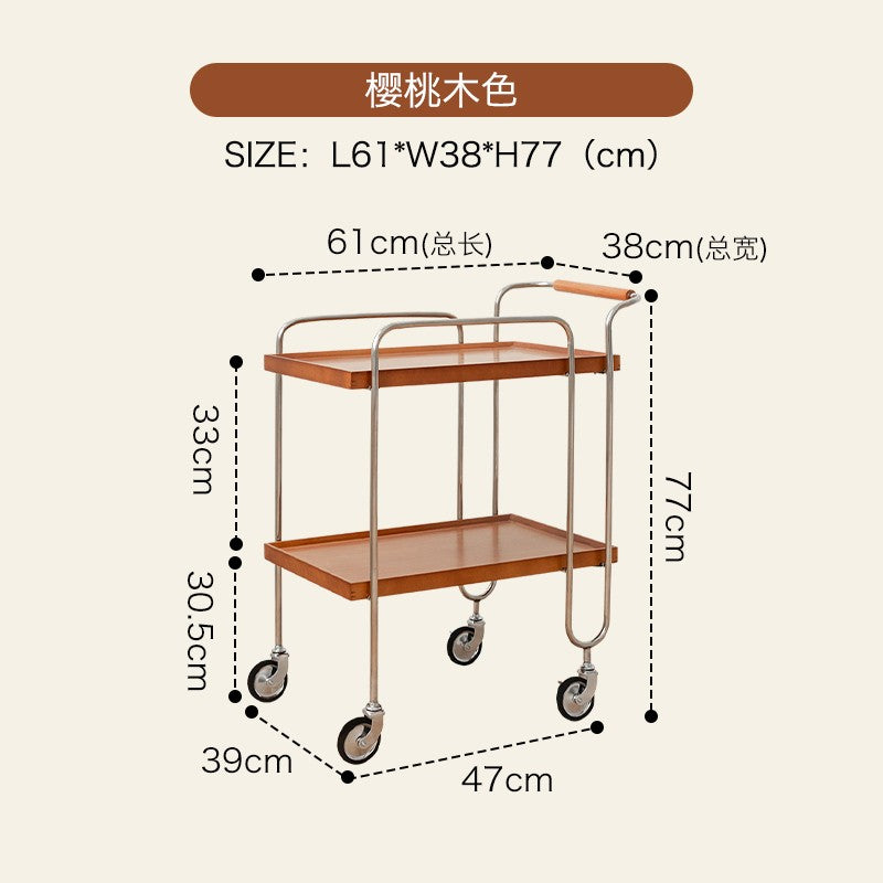 Small card home antique small cart, Nordic Japanese style living room, sofa side table storage, movable vintage storage rack