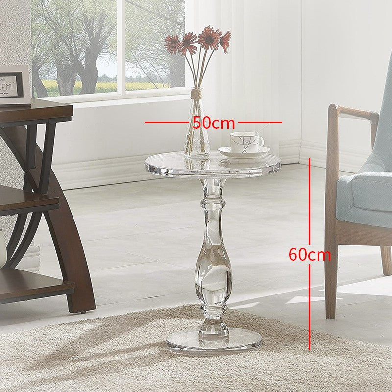 Acrylic side table small round table modern simple living room sofa glass corner table balcony crystal transparent coffee table