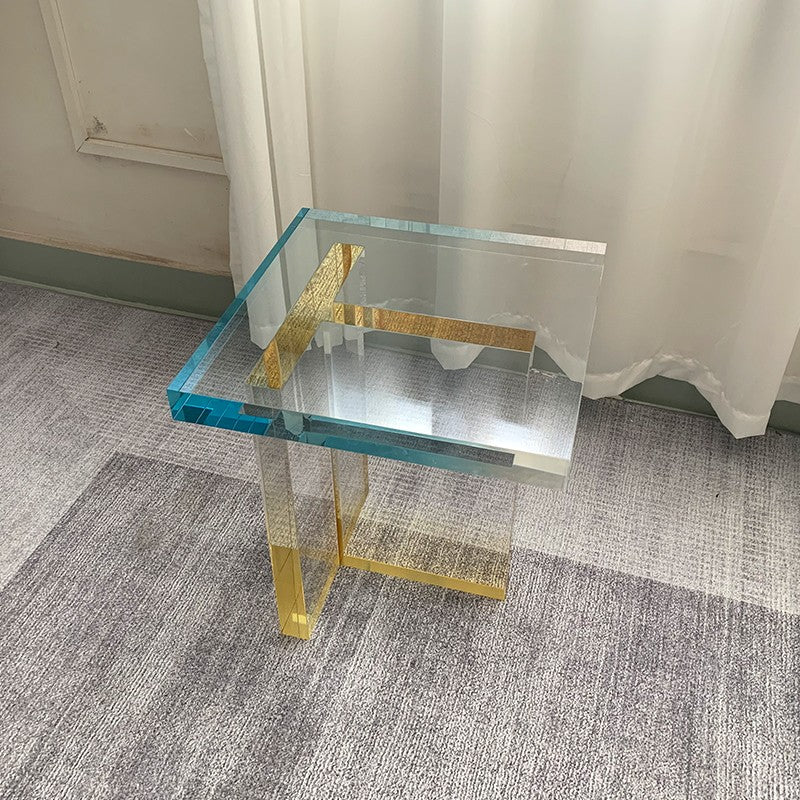 Nordic blue gradient small coffee table light luxury modern sample room villa reception acrylic simple square side table