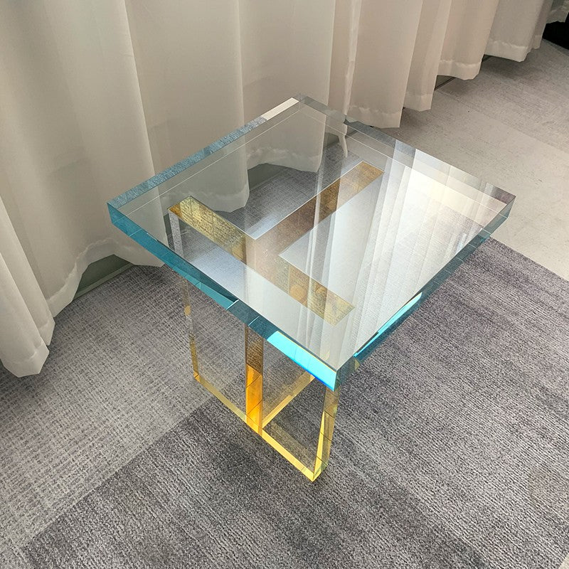 Nordic blue gradient small coffee table light luxury modern sample room villa reception acrylic simple square side table