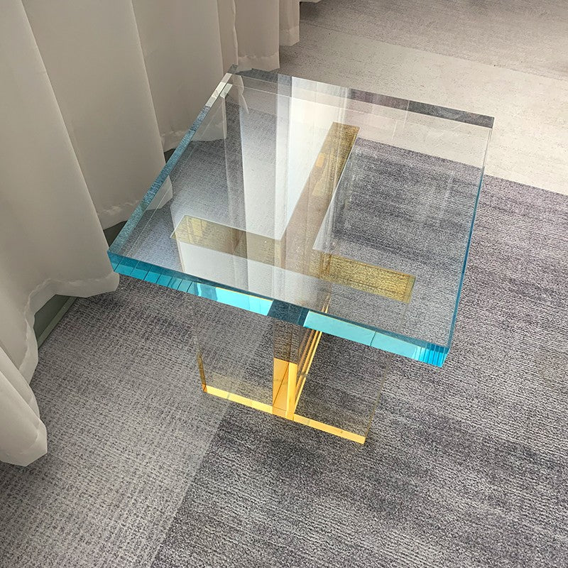 Nordic blue gradient small coffee table light luxury modern sample room villa reception acrylic simple square side table