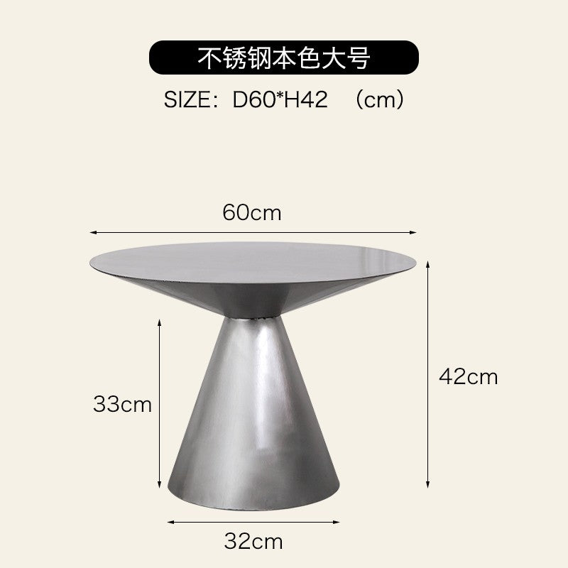 Tea table made of stainless steel, minimalist industrial sand and hair edge, coffee shop, milk tea shop, living room, bedroom, bedside table, small table