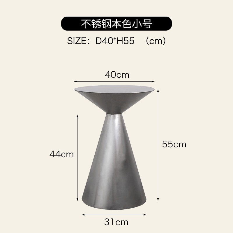 Tea table made of stainless steel, minimalist industrial sand and hair edge, coffee shop, milk tea shop, living room, bedroom, bedside table, small table