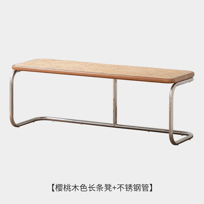 ins internet celebrity light luxury bench retro rattan home vintage long bench solid wood homestay shoe bench changing bench