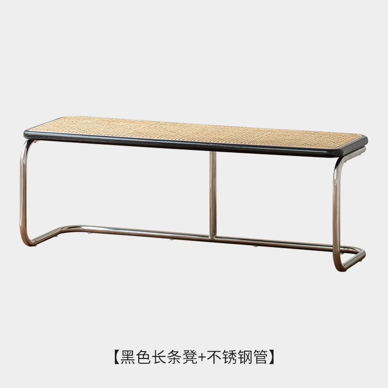 ins internet celebrity light luxury bench retro rattan home vintage long bench solid wood homestay shoe bench changing bench